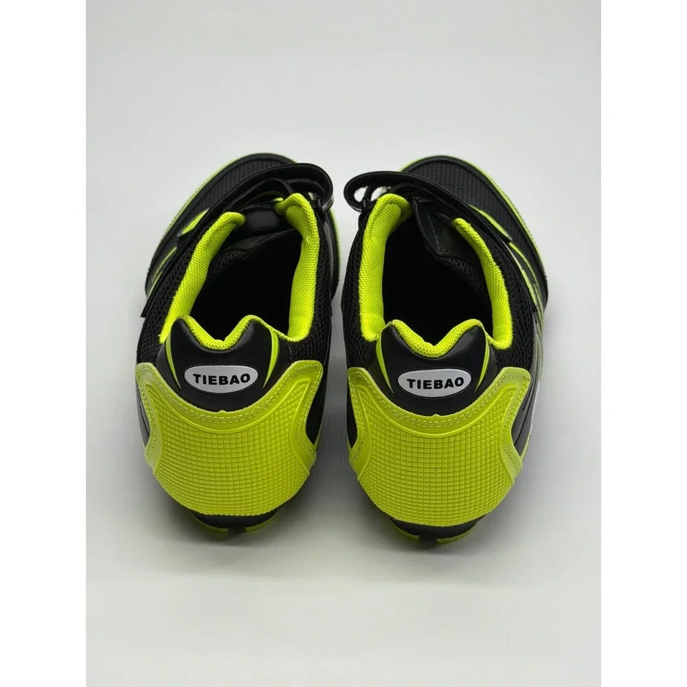 Tiebao Road Cycling Shoes‎ Mens 9 Black Neon Yellow 3-Bolt Cleat Compatible